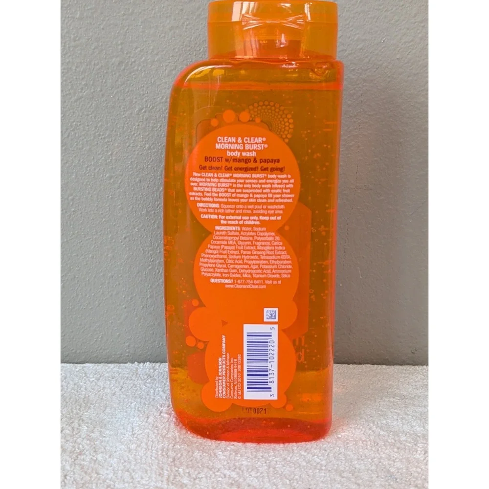 2 Clean & Clear Boost Mango & Papaya Morning Burst Body Wash 16oz New
